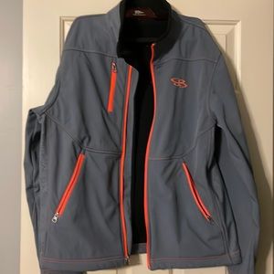 Boombah Men’s winter coat, fleece lined, Large, gray with orange trim
